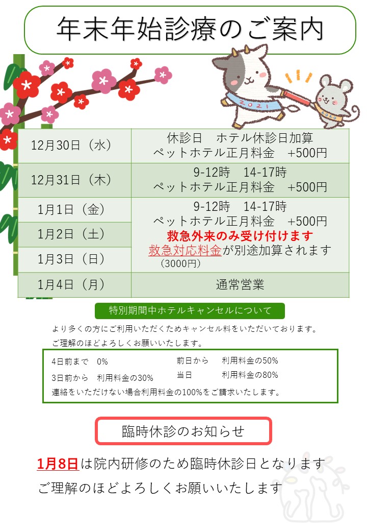 年末年始診療のご案内
