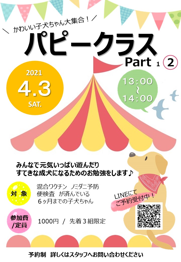 第2回パピークラス開催のお知らせ