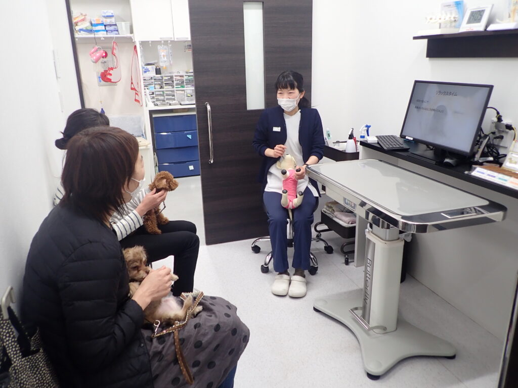 パピークラスの説明をするスタッフと、それを聞く患者たち01