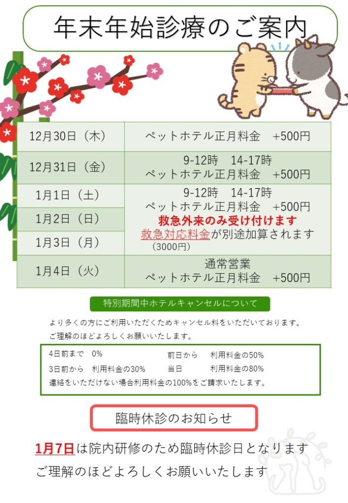 年末年始診療のご案内