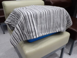 目隠し用のバスタオルとキャリー