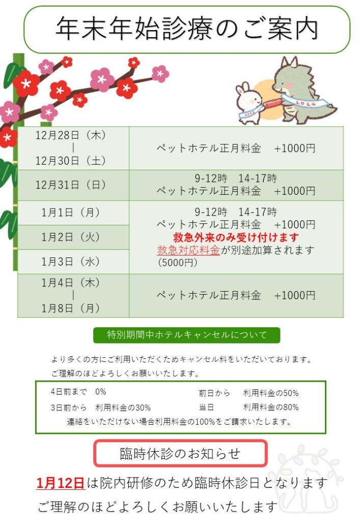 年末年始診療のご案内