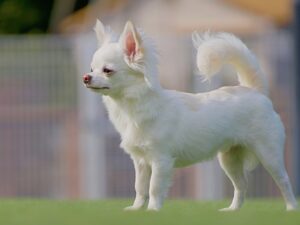 しっぽを立てている犬